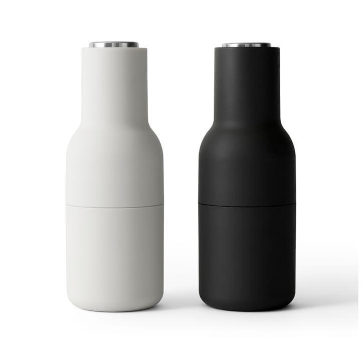 Moinho de especiarias Bottle Grinder, 2 un. - ash-carbon (tampa de aço) - Audo Copenhagen