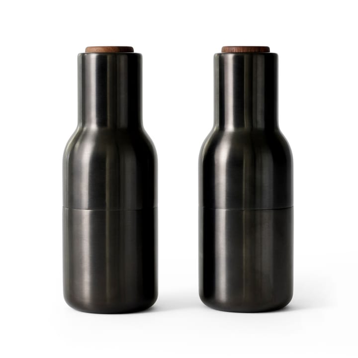 Moinho de especiarias Bottle Grinder 2 un. metal - bronzed brass (tampa de nogueira) - Audo Copenhagen