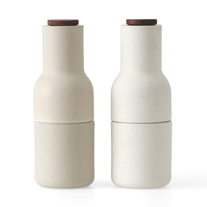 Moinho de especiarias de cerâmica Bottle Grinder, 2 un. - Sand (tampa de nogueira) - Audo Copenhagen