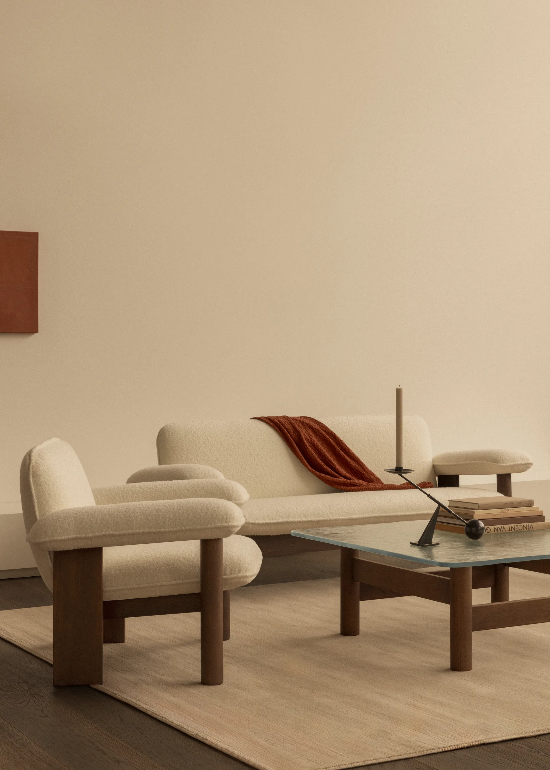 Poltrona Brasilia low back, Natural oak-Sahara sheepskin curly Audo Copenhagen