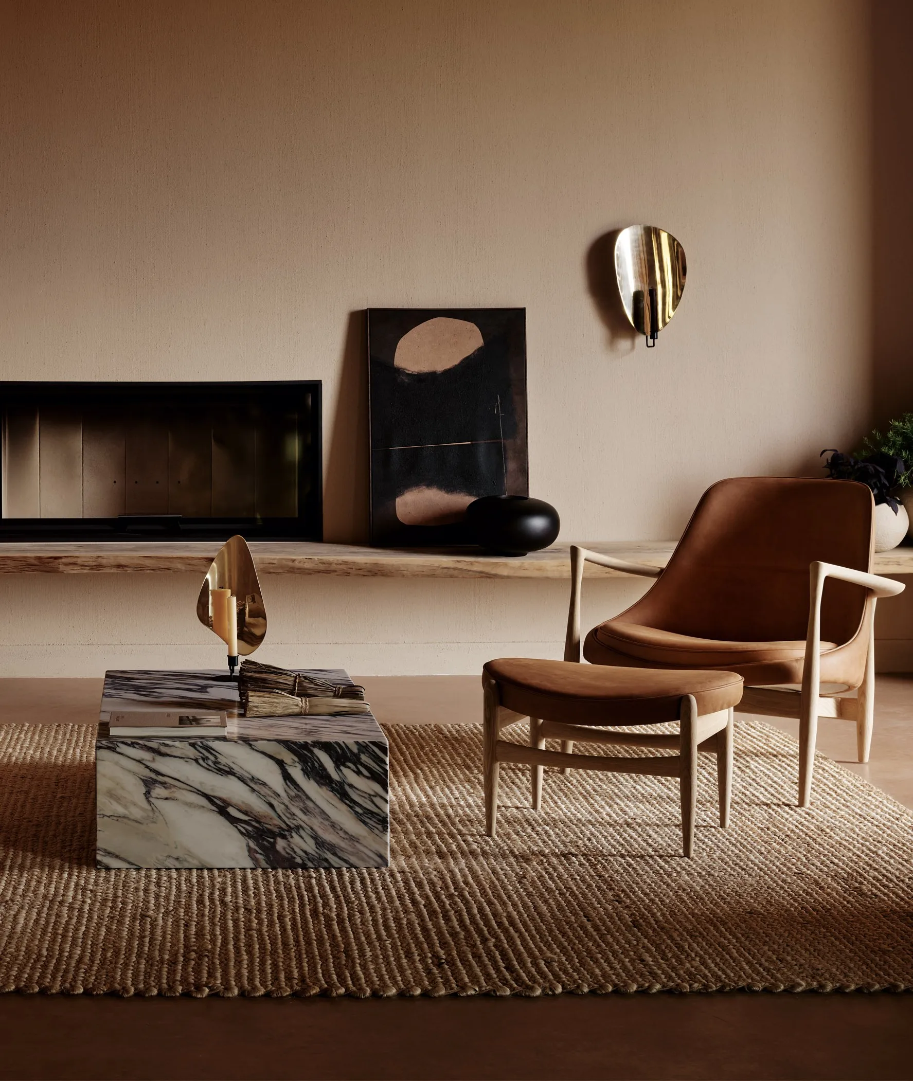 Porta velas parede Flambeau 40 cm, Latão polido a preto Audo Copenhagen