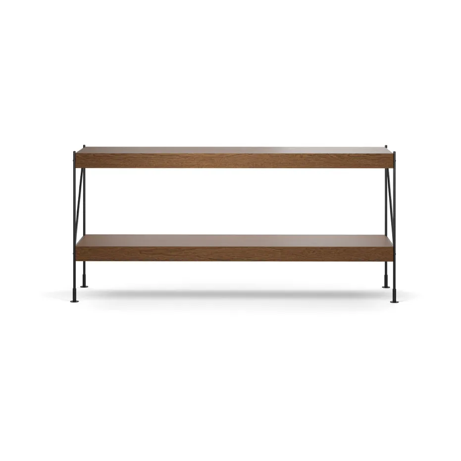 Prateleira Zet, carvalho escurecido, 1x2, base de aço preto Audo Copenhagen