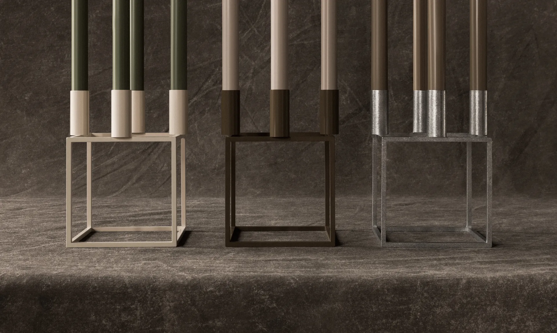 Suporte de velas Kubus 4, Olive Audo Copenhagen