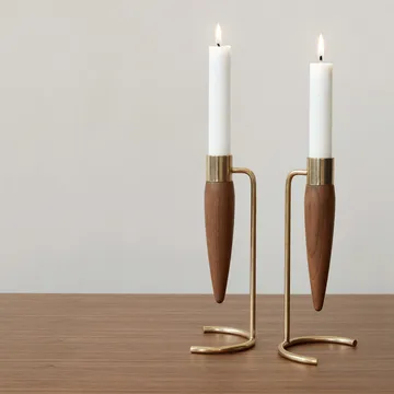Suporte para velas Umanoff - latão polido-nogueira - Audo Copenhagen