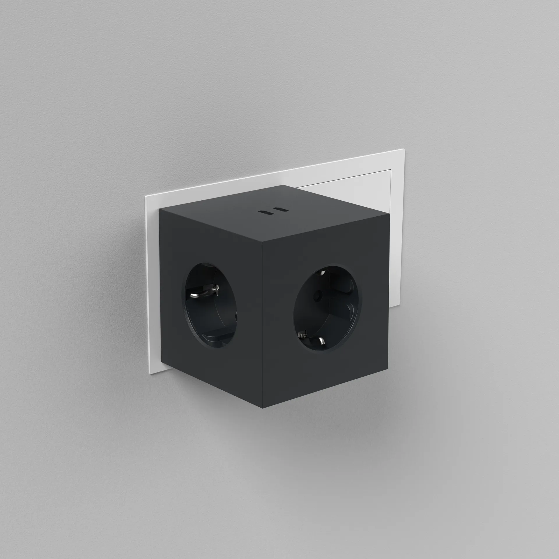 Adaptador tomada quadrado 2 , Stockholm preto Avolt