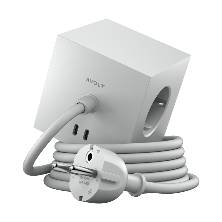 Square 1 tomada com USB-C 30W 1,8 m - Gotland gray - Avolt