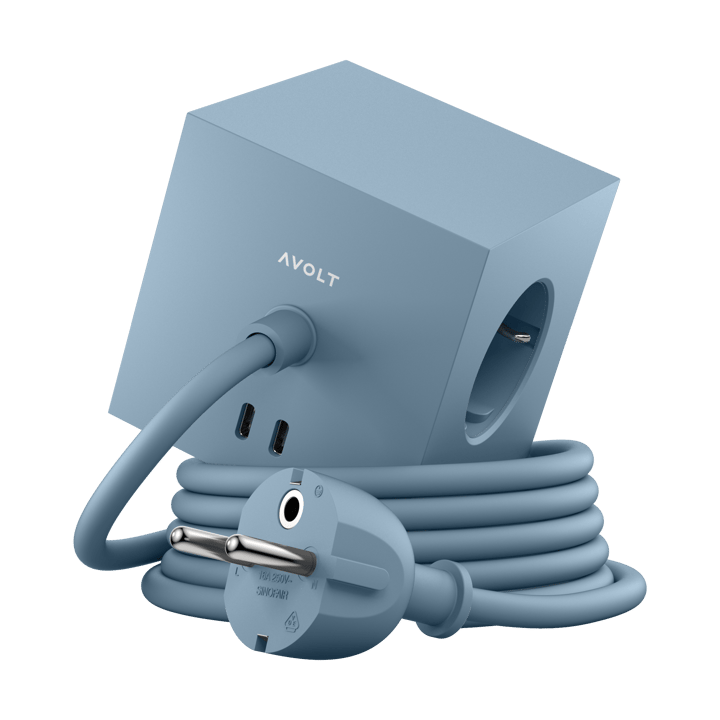 Square 1 tomada com USB-C 30W 1,8 m - Shark blue - Avolt