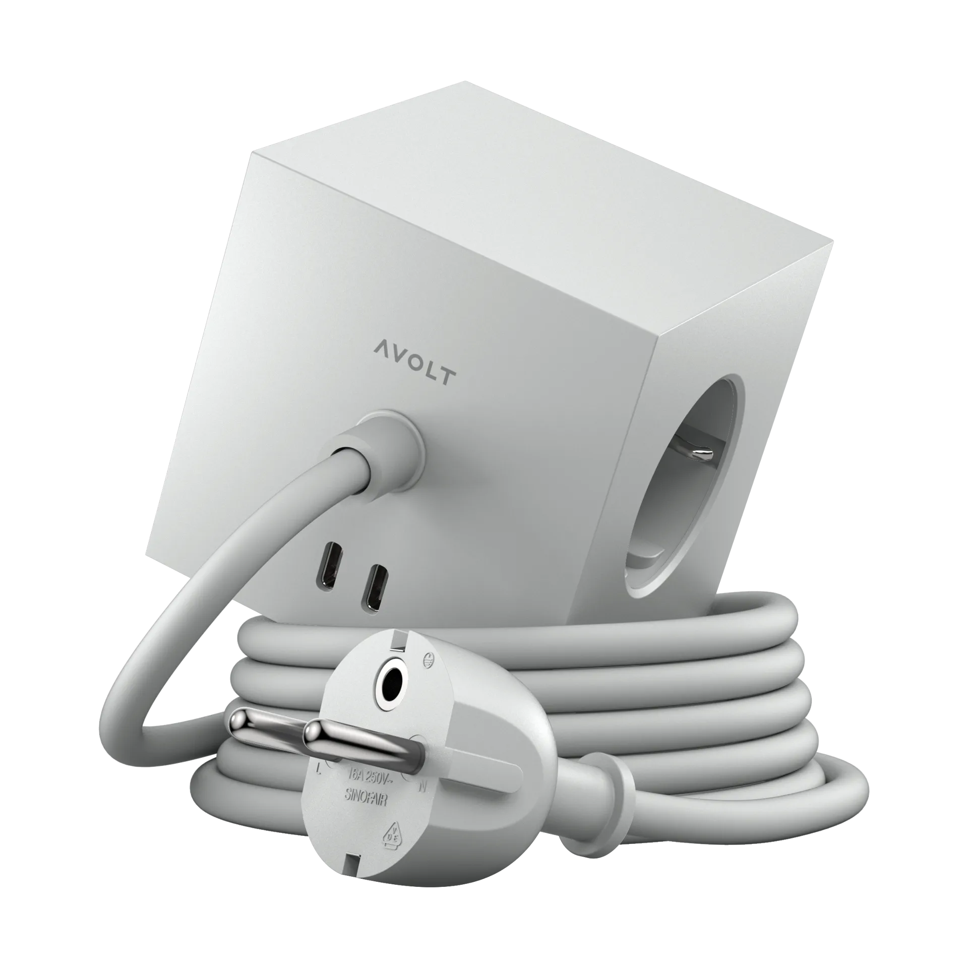 Square 1 tomada múltipla com USB-C 30W 1,8 m, Gotland gray Avolt