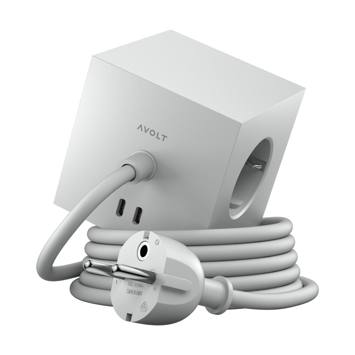 Square 1 tomada múltipla com USB-C 30W 1,8 m - Gotland gray - Avolt