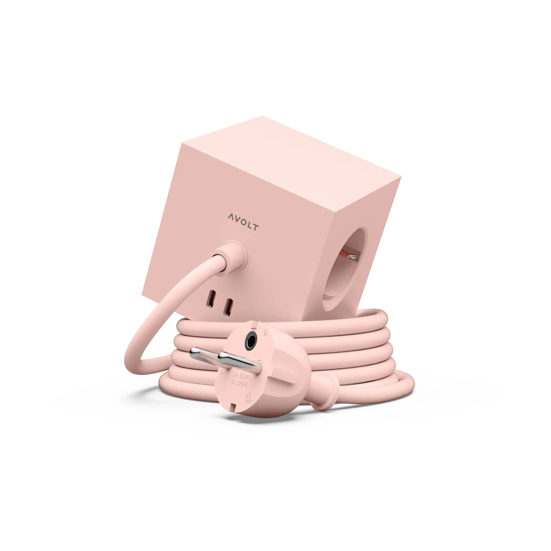 Square 1 tomada múltipla com USB-C 30W 1,8 m, New Pink Avolt