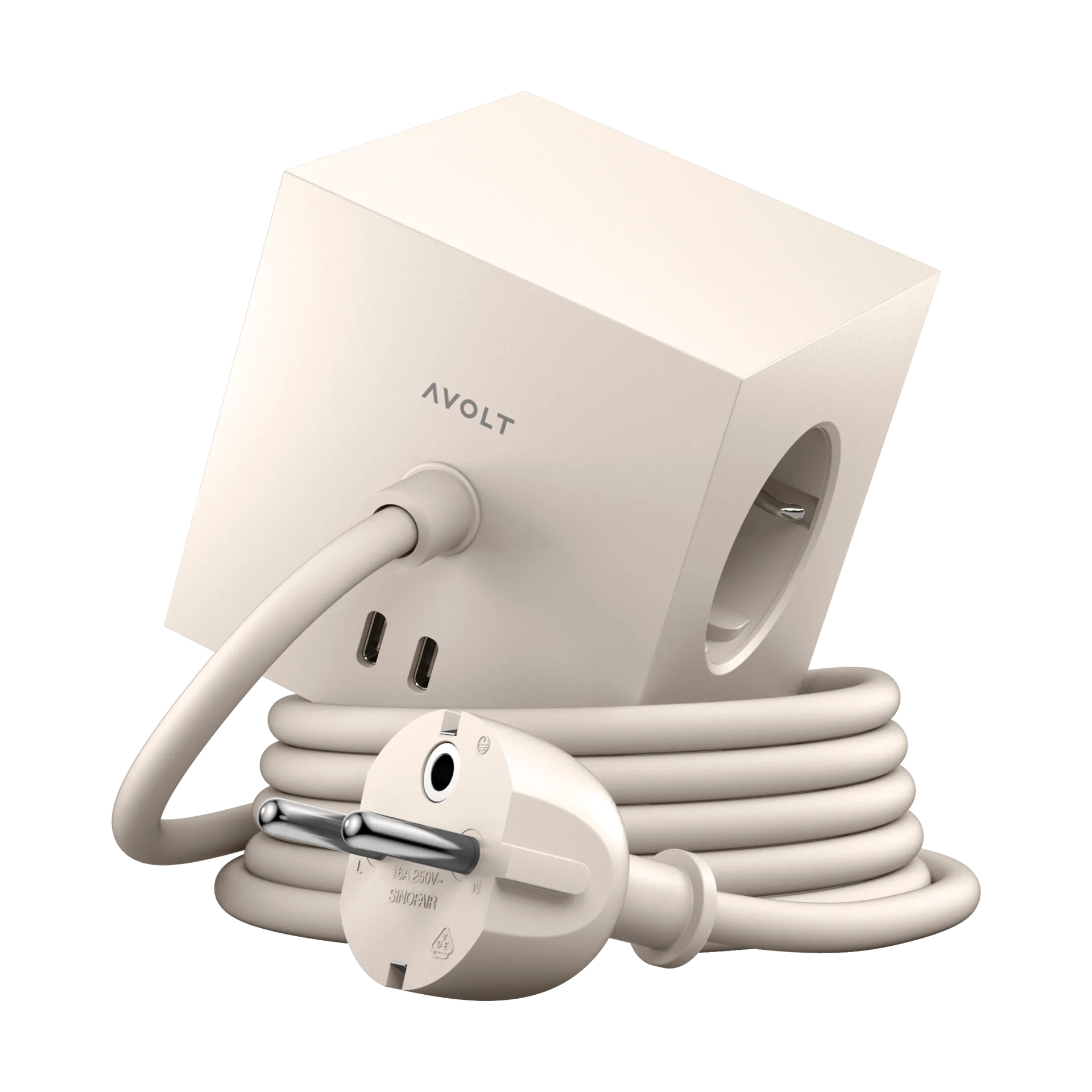 Square 1 tomada múltipla com USB-C 30W 1,8 m, Nomad sand Avolt