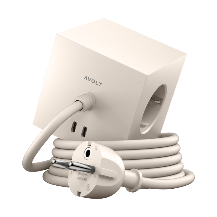 Square 1 tomada múltipla com USB-C 30W 1,8 m - Nomad sand - Avolt