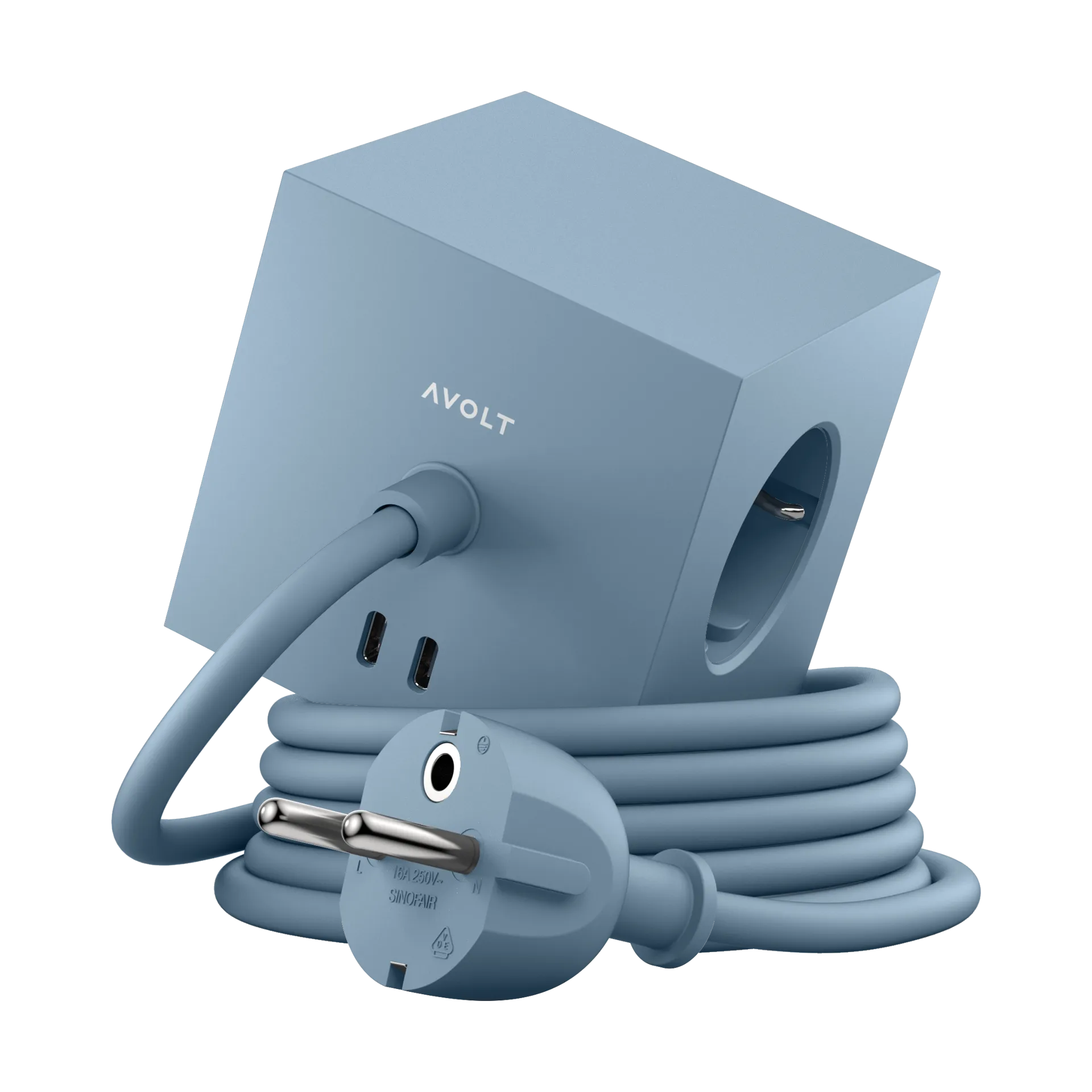 Square 1 tomada múltipla com USB-C 30W 1,8 m, Shark blue Avolt