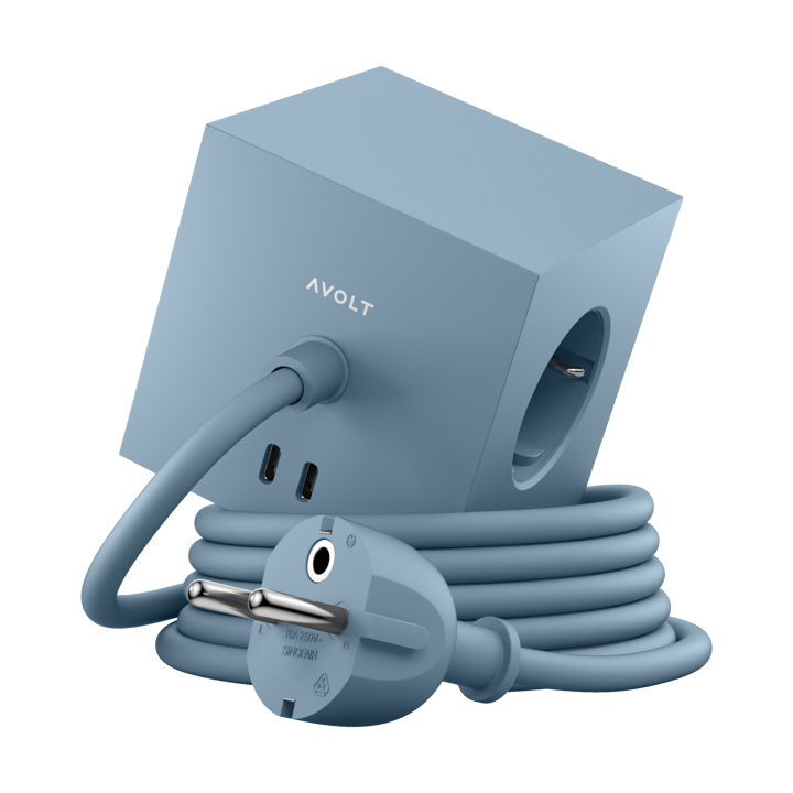 Square 1 tomada múltipla com USB-C 30W 1,8 m - Shark blue - Avolt