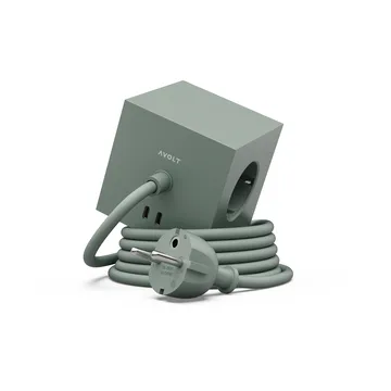 Square 1 tomada múltipla com USB-C 30W 3 m - Carvalho Verde - Avolt