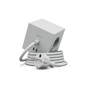 Square 1 tomada múltipla com USB-C 30W 3 m - Gotland Cinza - Avolt