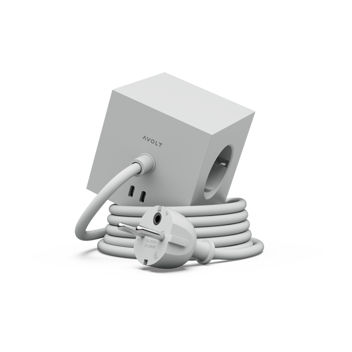 Square 1 tomada múltipla com USB-C 30W 3 m - Gotland Cinza - Avolt