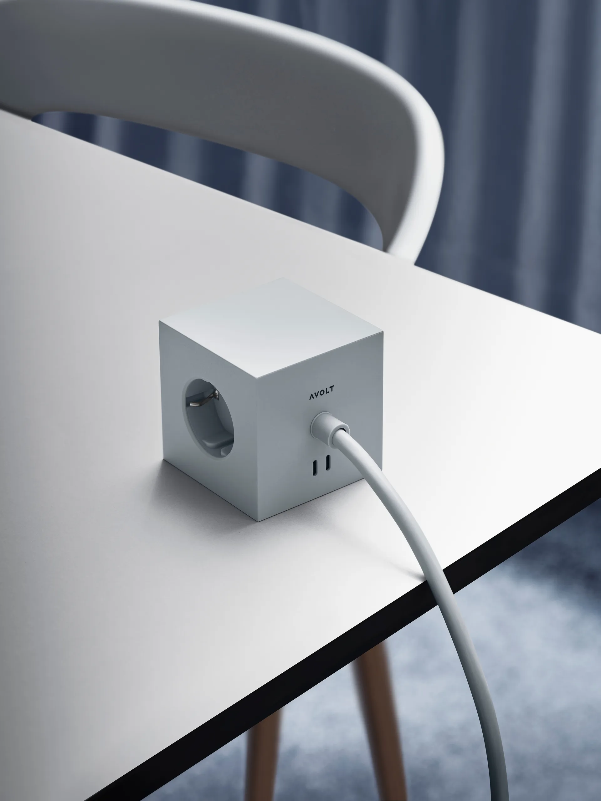 Square 1 tomada múltipla com USB-C 30W 3 m, Gotland Cinza Avolt