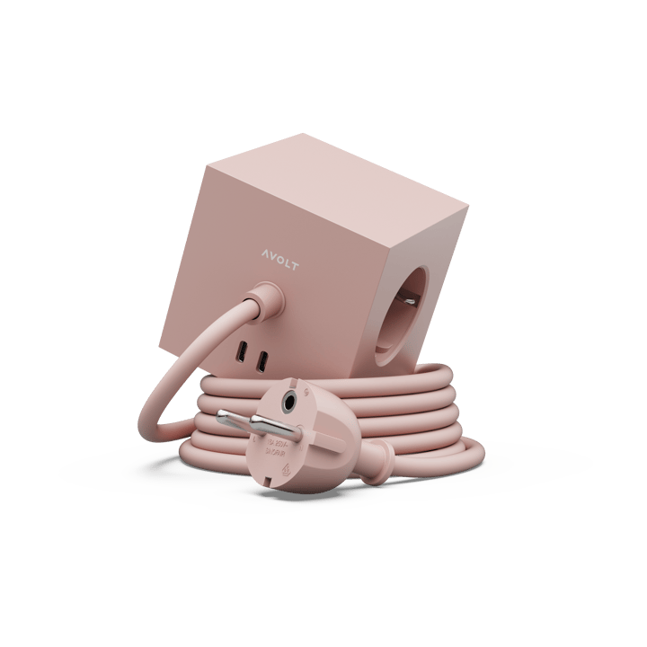 Square 1 tomada múltipla com USB-C 30W 3 m - Old Pink - Avolt