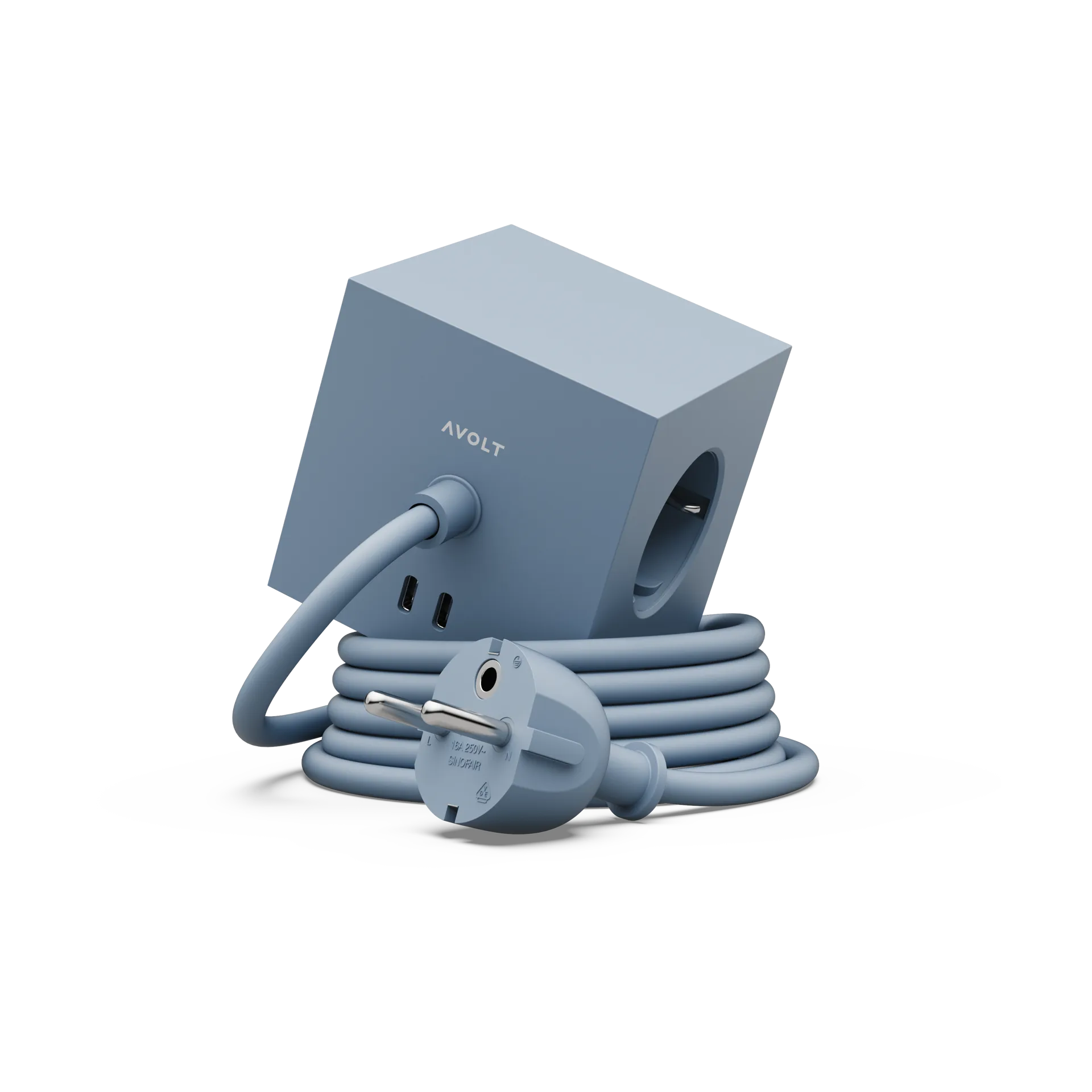 Square 1 tomada múltipla com USB-C 30W 3 m, Shark Blue Avolt