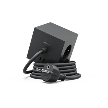 Square 1 tomada múltipla com USB-C 30W 3 m - Stockholm Black - Avolt