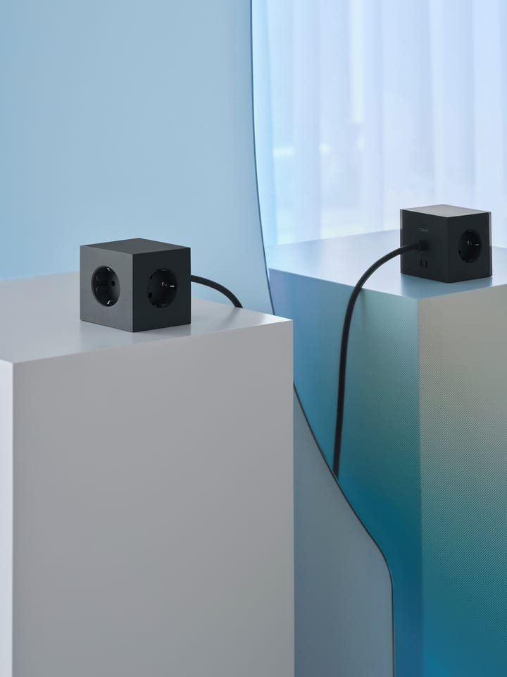 Square 1 tomada múltipla com USB-C 30W 3 m, Stockholm Black Avolt