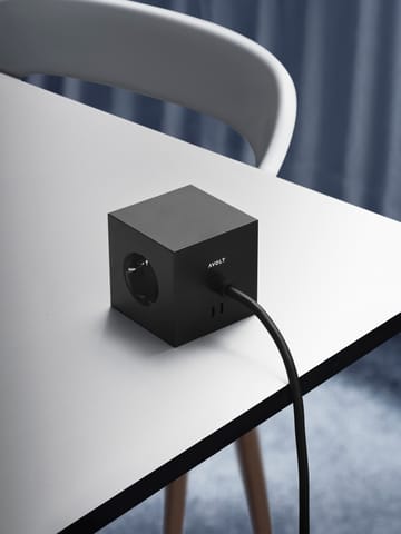Square 1 tomada múltipla com USB-C 30W 3 m - Stockholm Black - Avolt