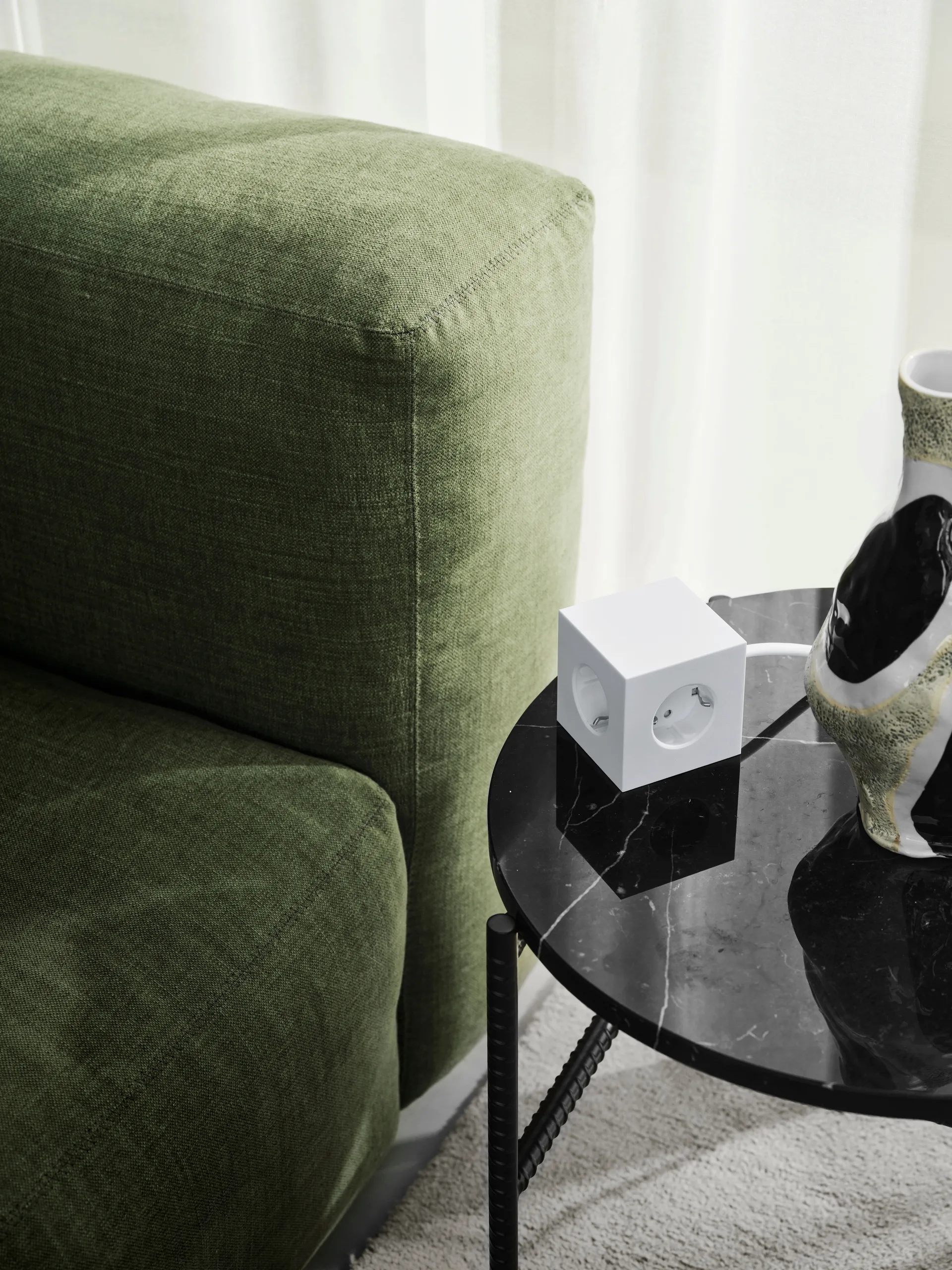 Square 1 tomada múltipla com USB-C 30W 3 m, White Martinelli Luce edition Avolt