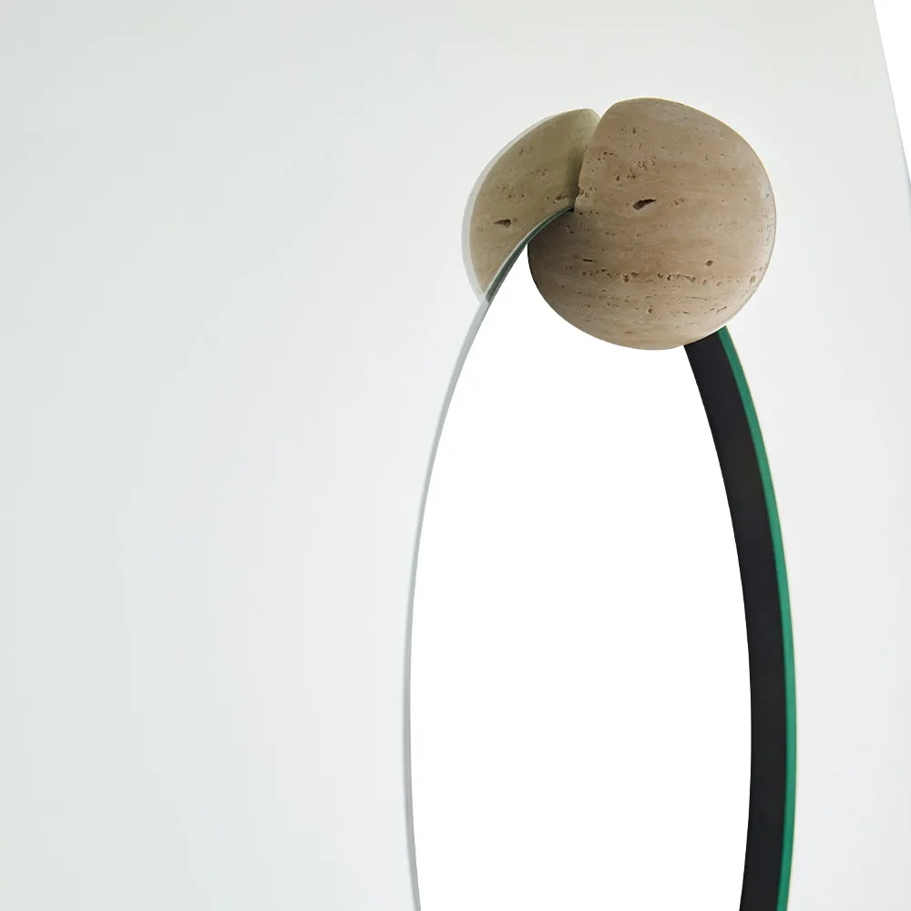 Castellum espelho de parede Ø80 cm, Claro-travertino AYTM