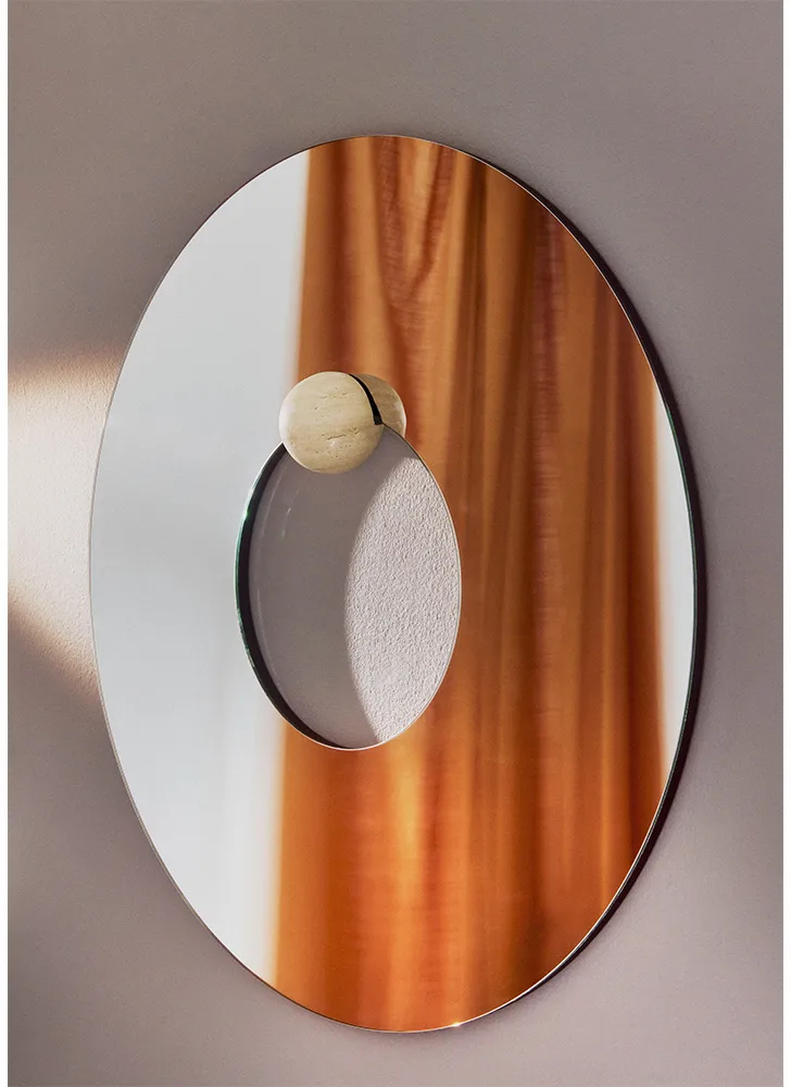Castellum espelho de parede Ø80 cm, Claro-travertino AYTM