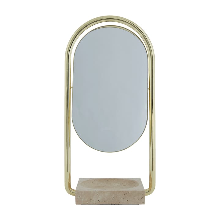 Espelho de mesa ANGUI 17,2x35 cm  - Dourado/Travertine - AYTM