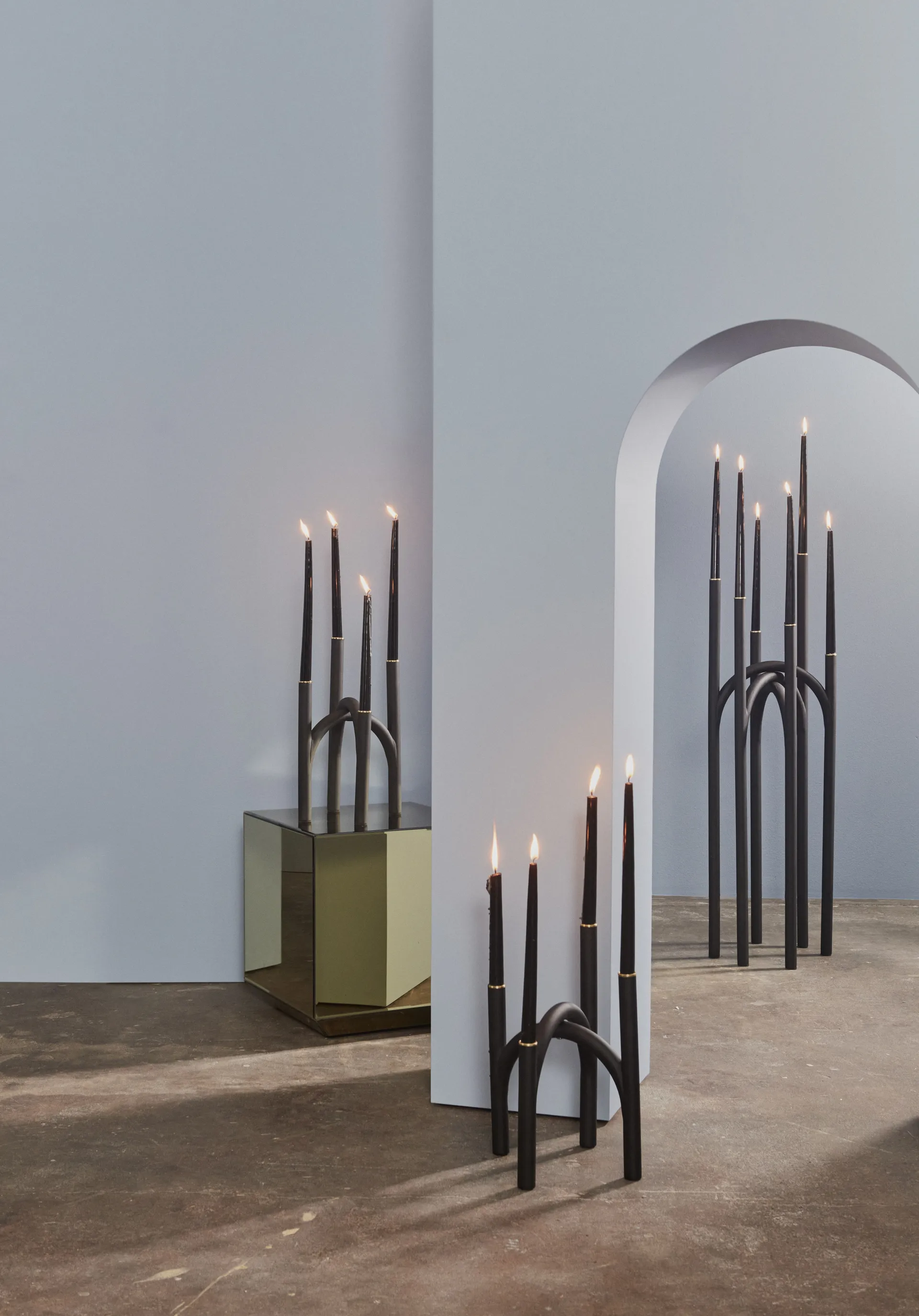 Suporte de velas Angui 34 cm, Preto-dourado AYTM