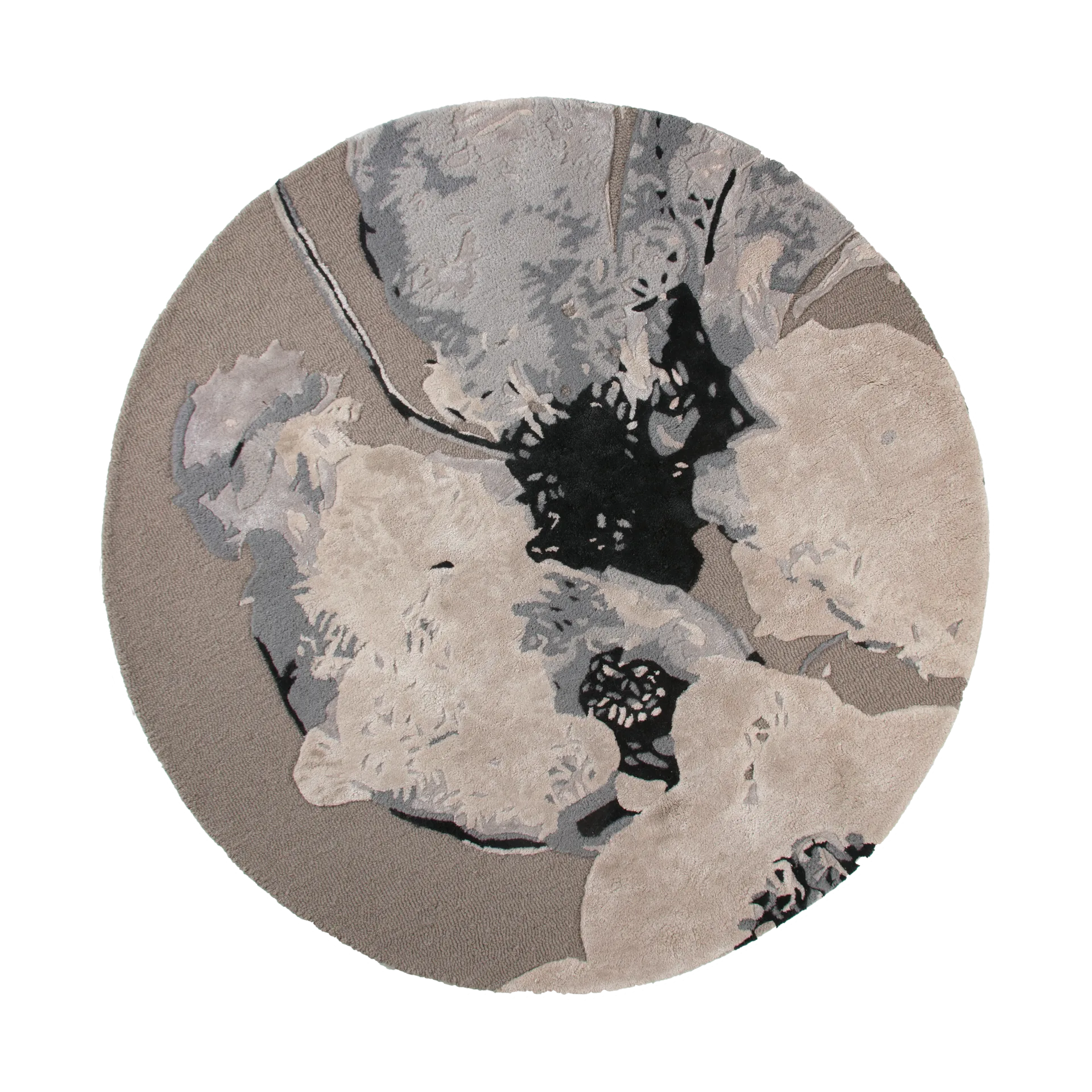 Tapete Floreo Ø130 cm, Cinza-branco AYTM