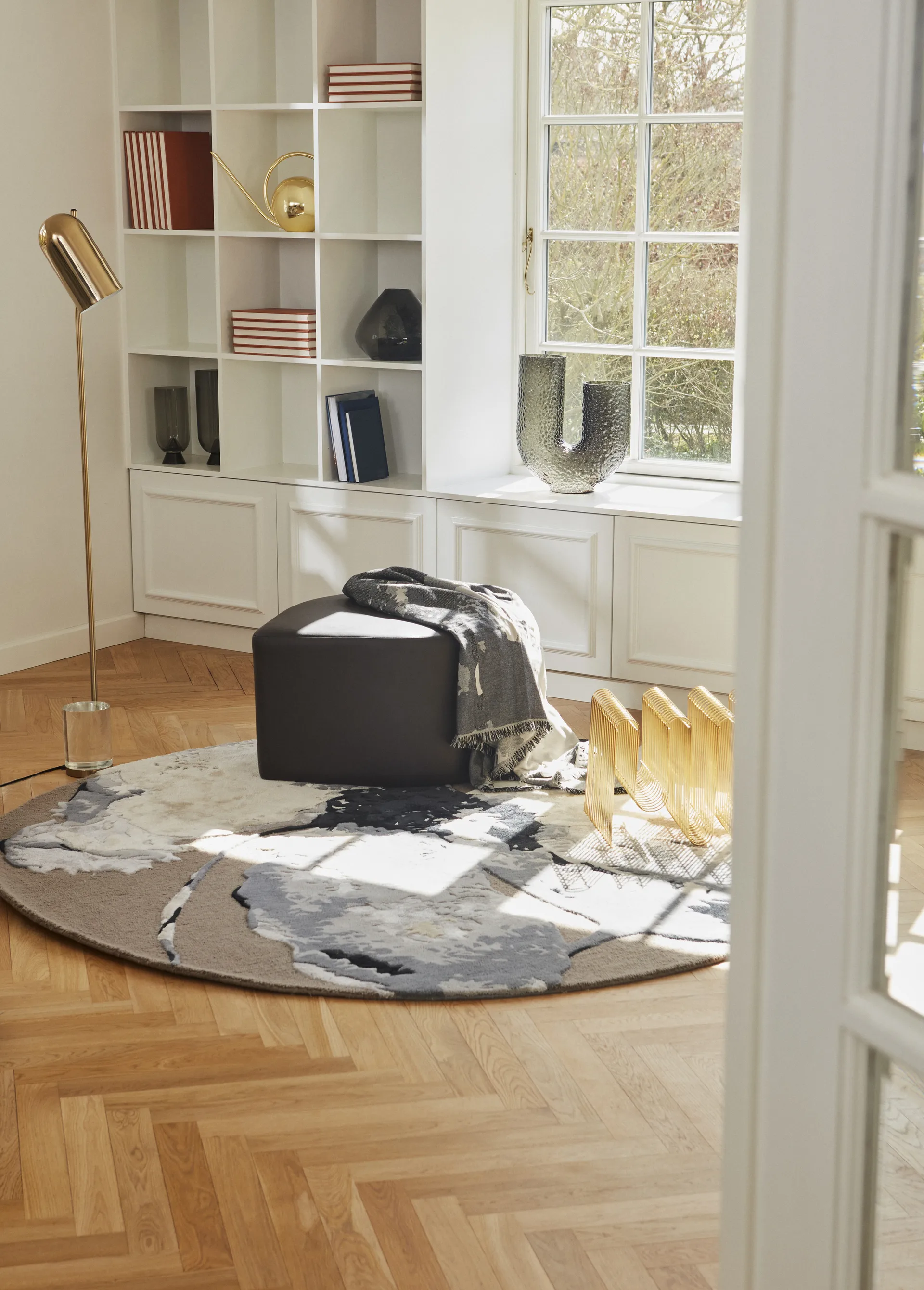 Tapete Floreo Ø200 cm, white-grey AYTM