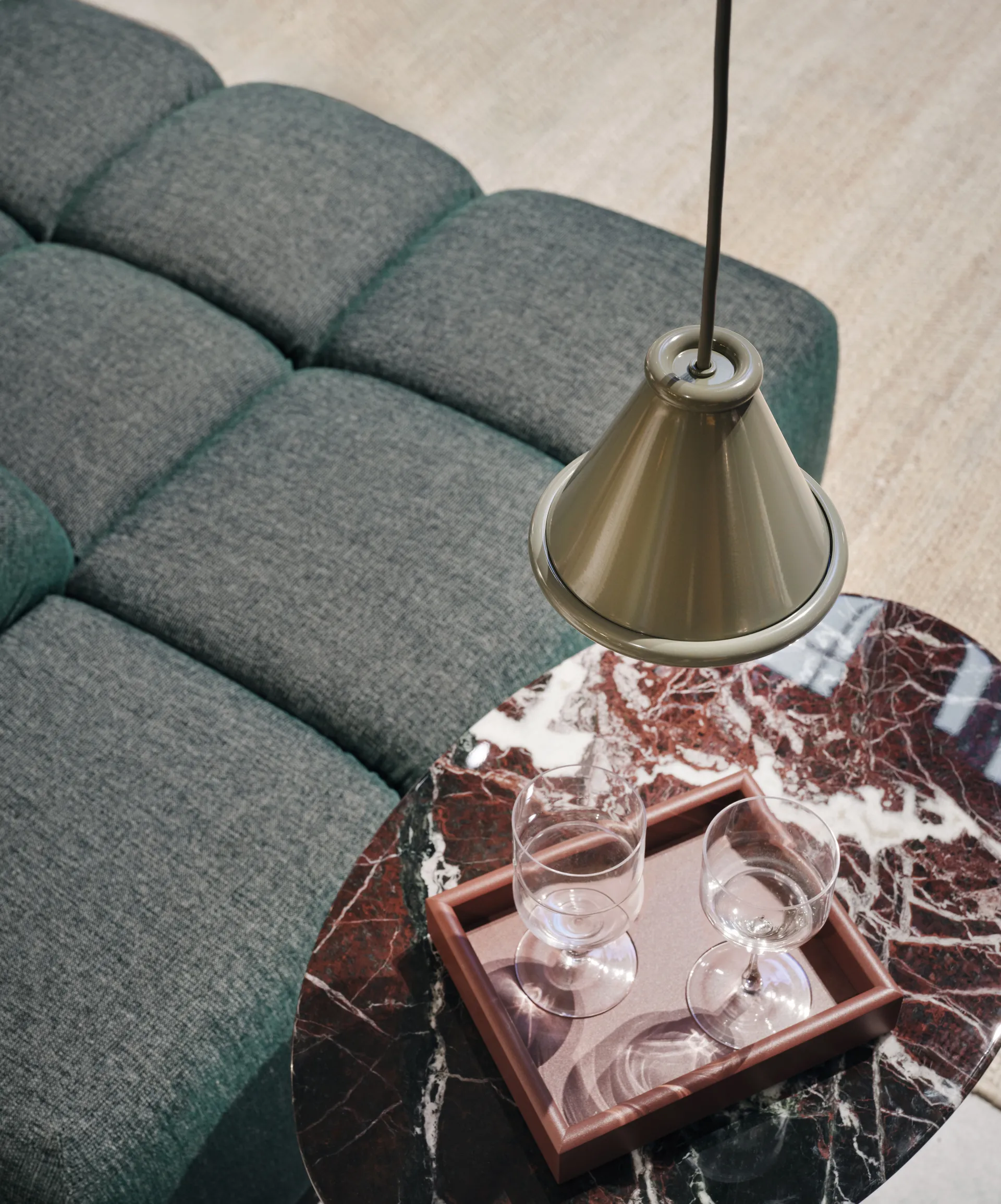 Belle candeeiro pendente Ø15 cm, Cinzento musgo Belid