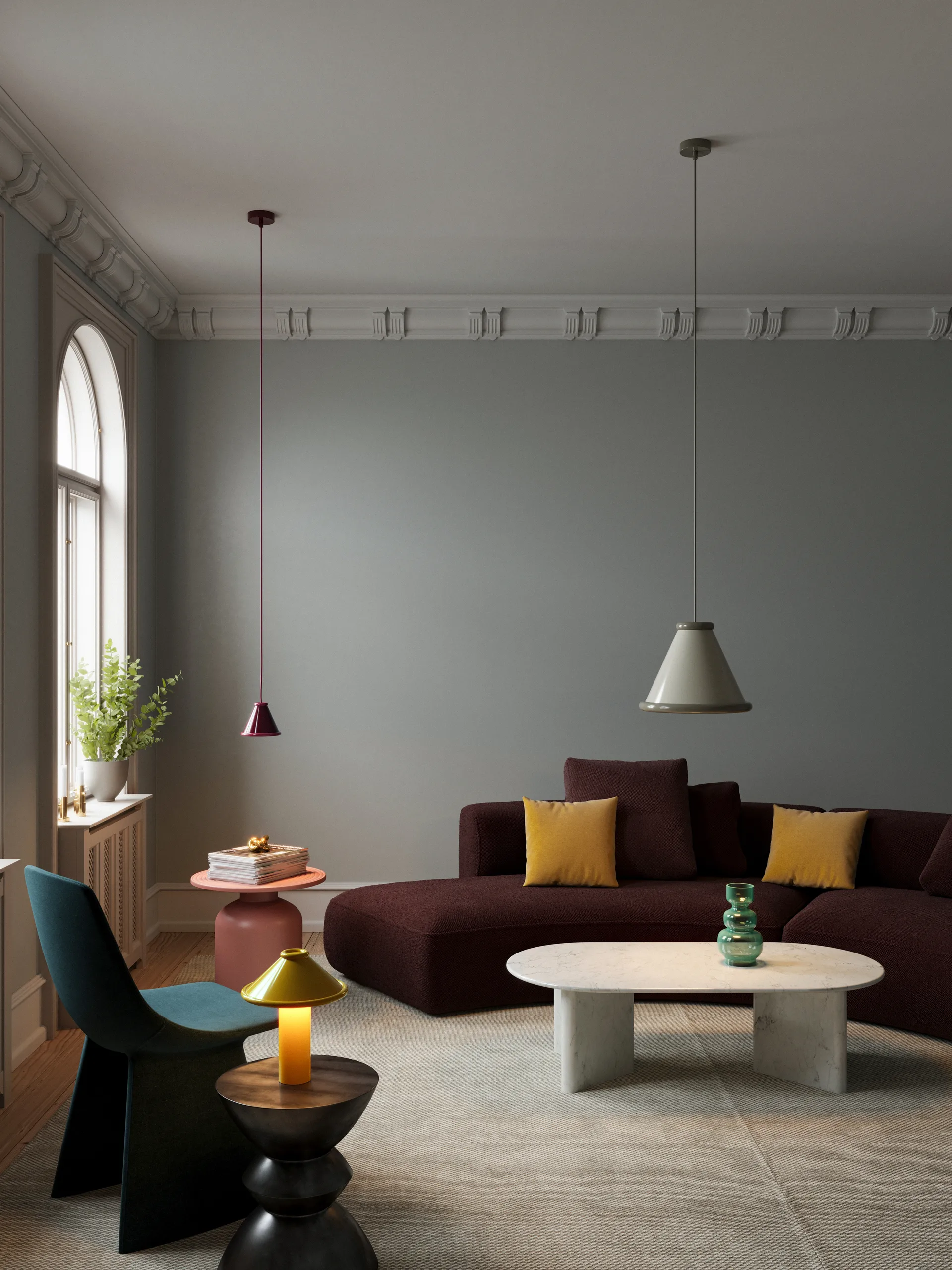 Belle candeeiro pendente Ø15 cm, Vermelho vinho-vermelho violeta Belid