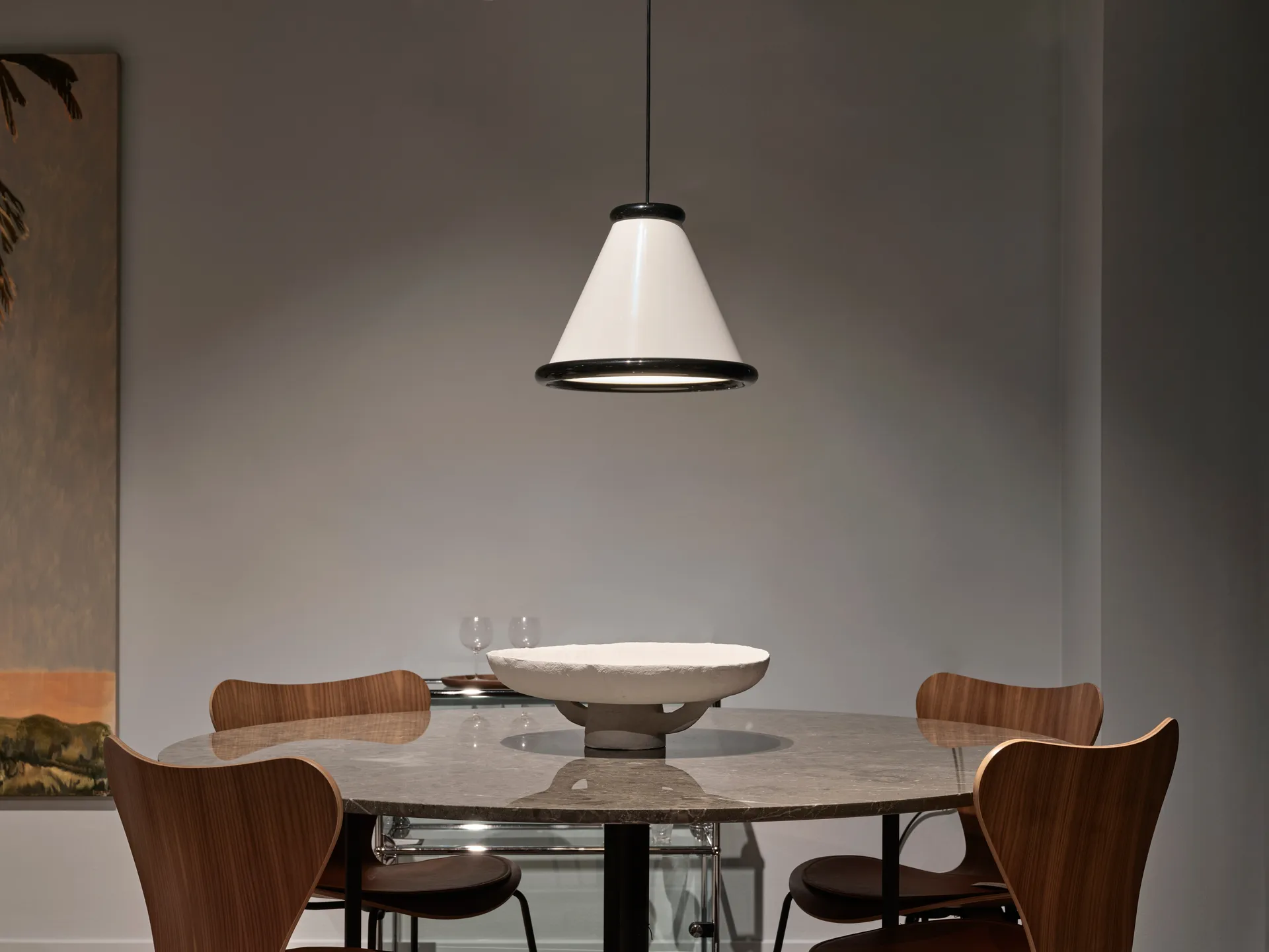 Belle candeeiro pendente Ø36 cm, Branco brilhante-preto brilhante Belid