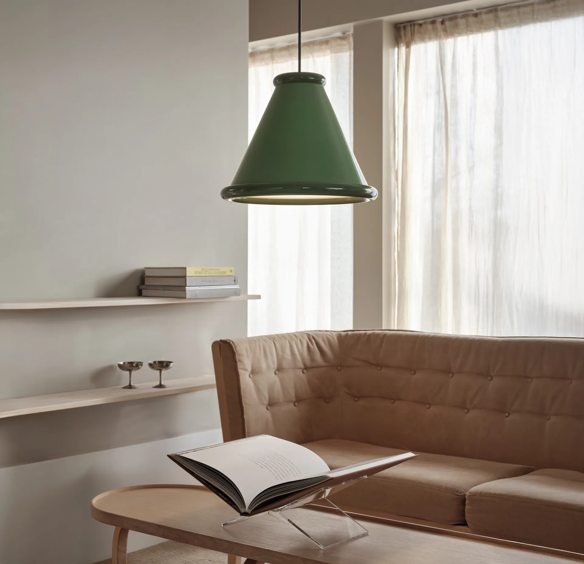 Belle candeeiro pendente Ø36 cm, Verde pálido-verde reseda Belid