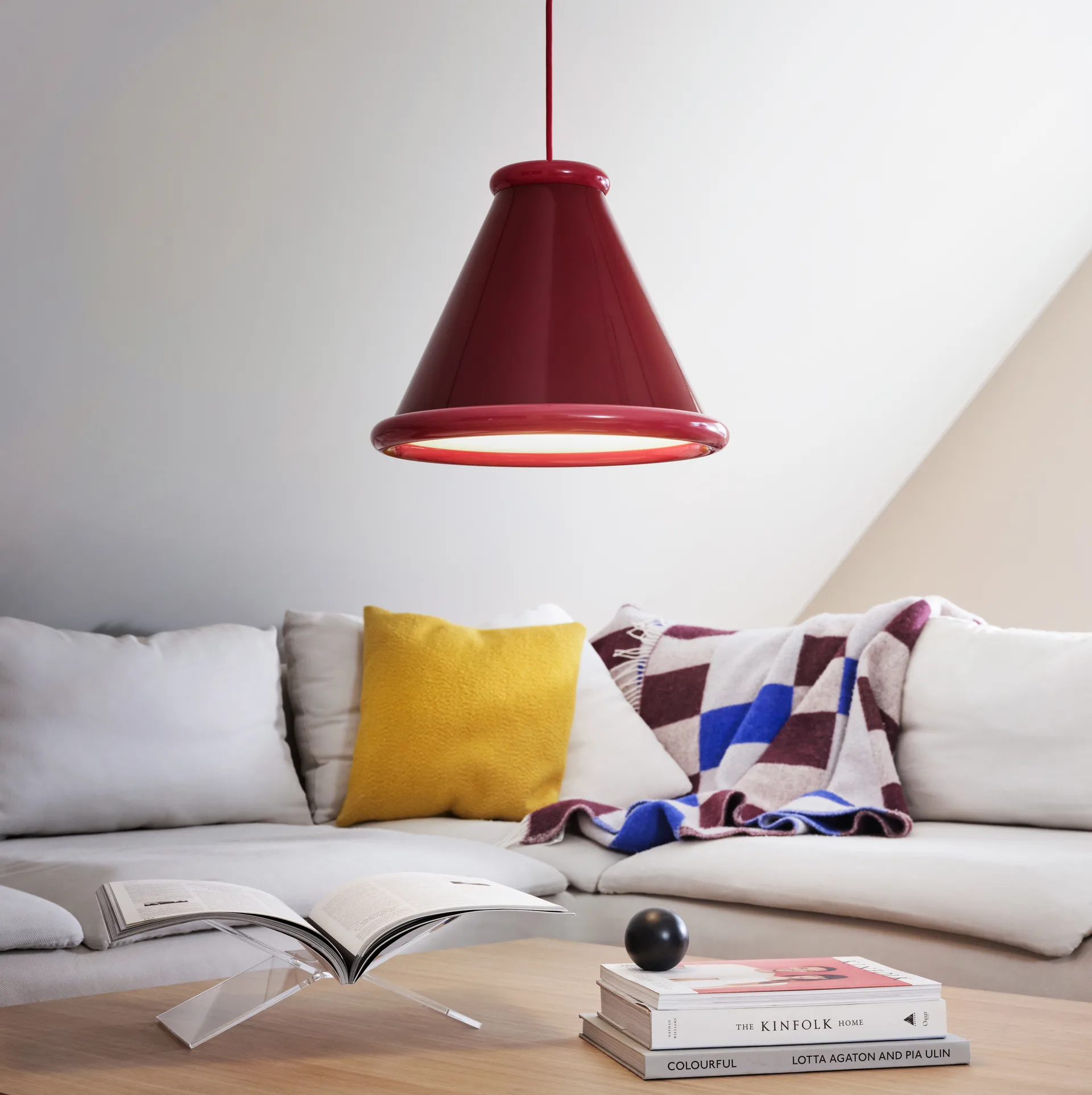 Belle candeeiro pendente Ø36 cm, Vermelho vinho-vermelho violeta Belid