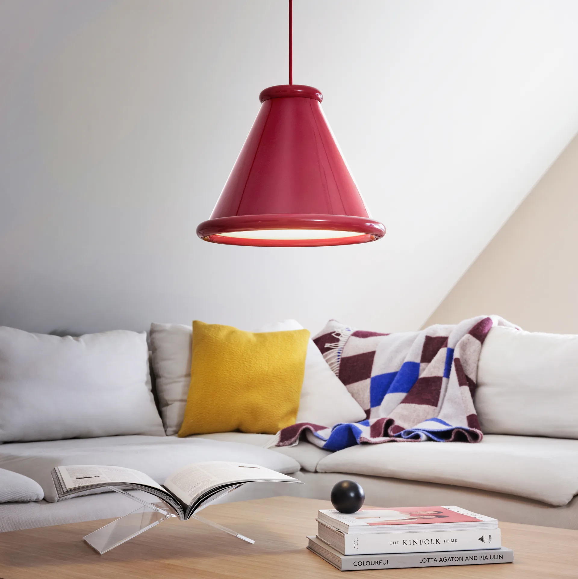 Belle candeeiro pendente Ø36 cm, Vermelho violeta Belid