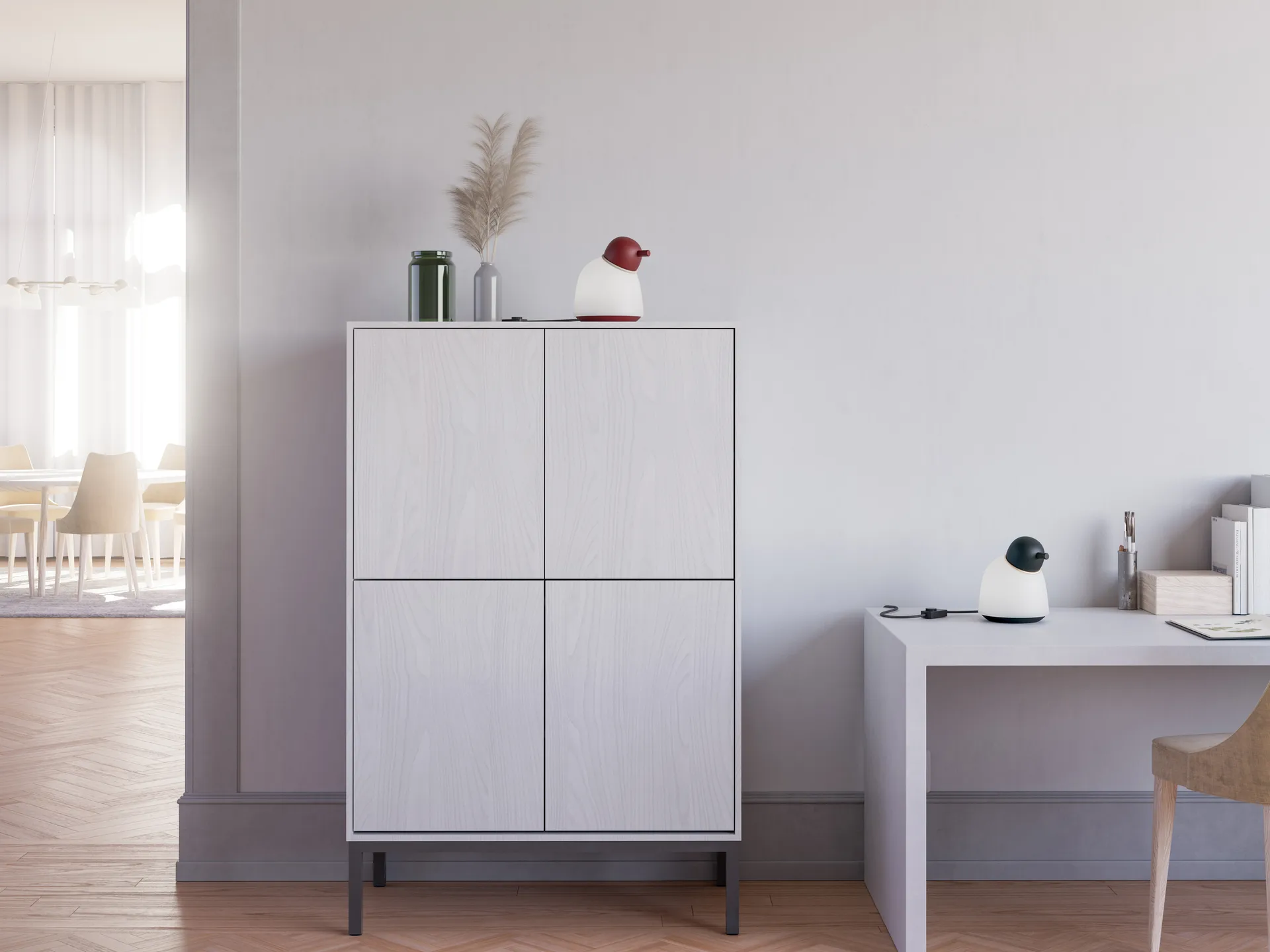 Candeeiro de mesa Bird 21,5 cm, Vermelho escuro-areia-vidro opalino Belid