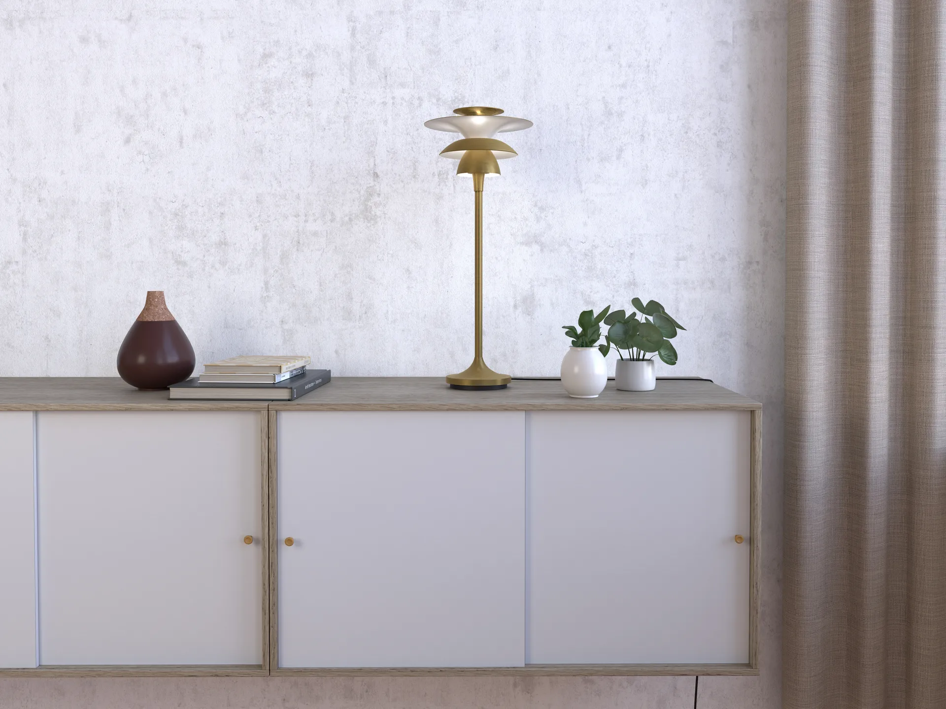 Candeeiro de mesa, grande Picasso 45,7 cm, Latão antigo Belid