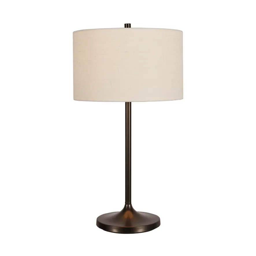 Candeeiro de mesa Soft, Linho branco-metal bronze, Ø34x64 cm Belid