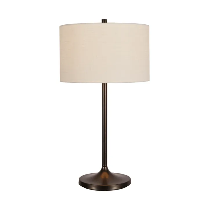 Candeeiro de mesa Soft - Linho branco-metal bronze, Ø34x64 cm - Belid