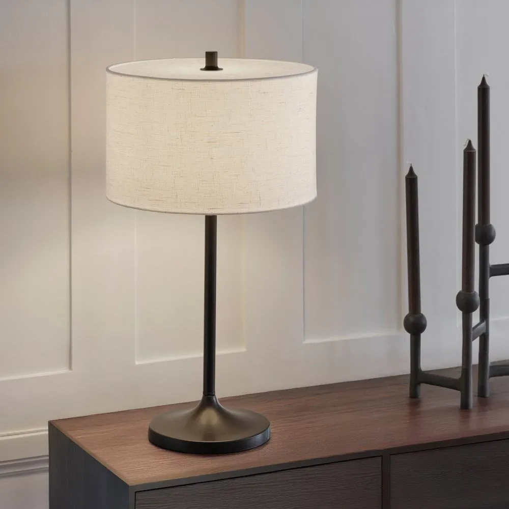 Candeeiro de mesa Soft, Linho branco-metal bronze, Ø34x64 cm Belid