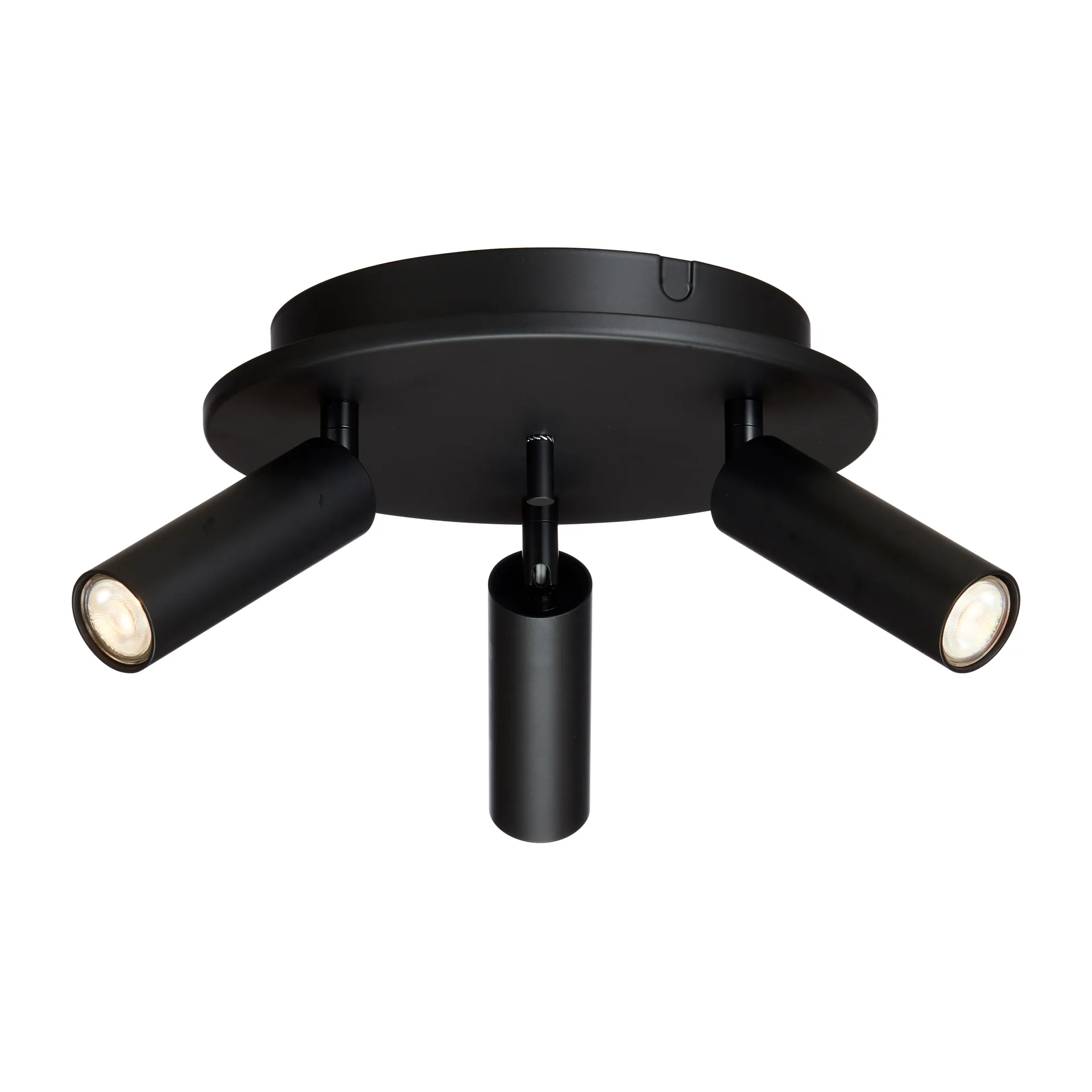 Candeeiro redondo de 3 focos Cato Slim, Preto mate-LED Belid