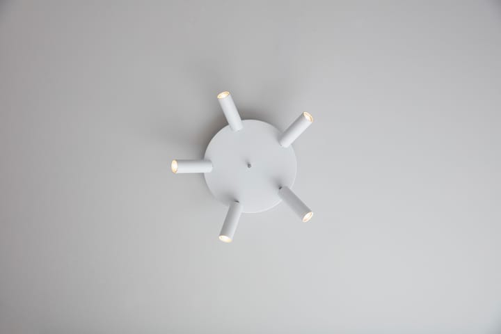 Candeeiro redondo de 5 focos Cato Slim, Branco mate-LED Belid