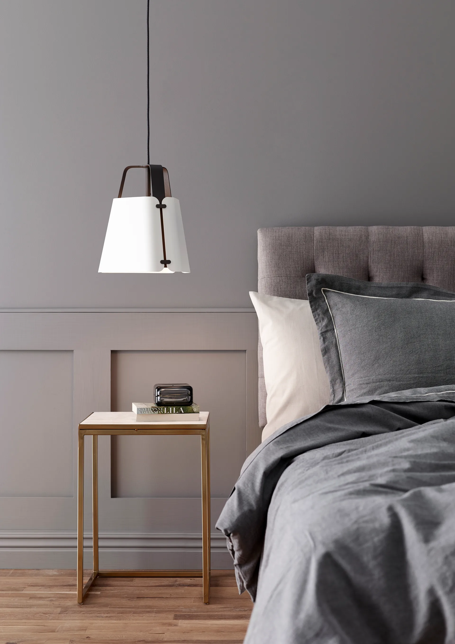 Candeeiro suspenso Fold Ø34 cm, estrutura antracite-branco Belid