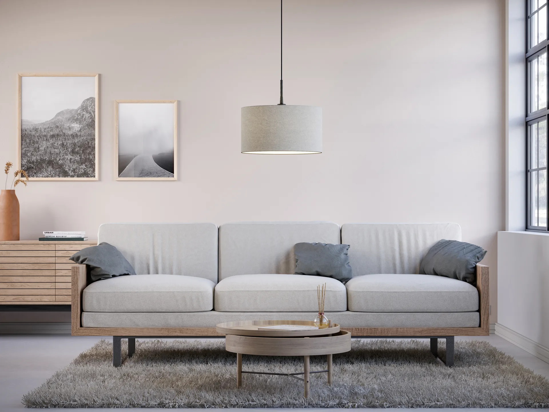 Candeeiro suspenso Soft Ø40 cm, Lã branca Belid