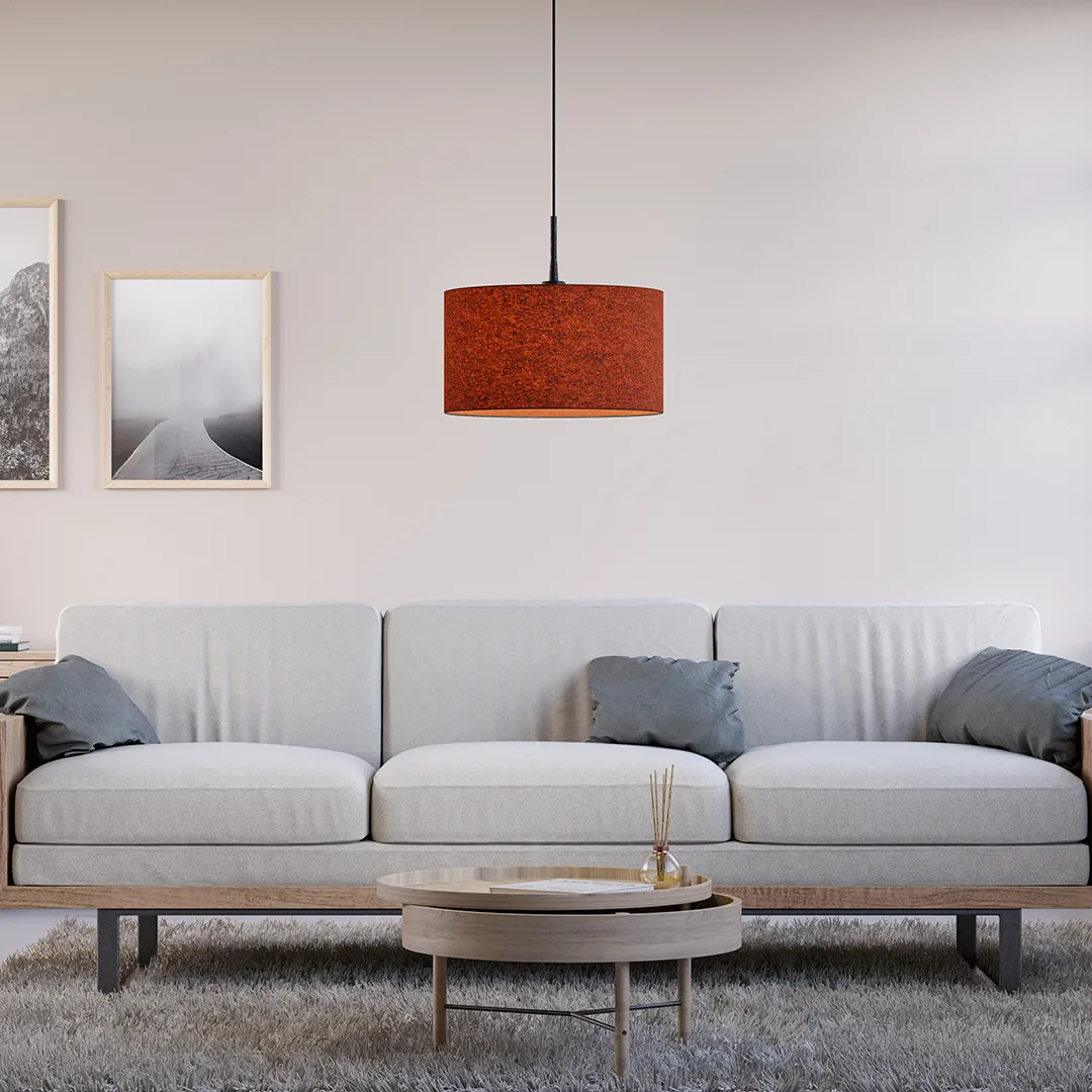 Candeeiro suspenso Soft Ø40 cm, Lã vermelho ferrugem Belid